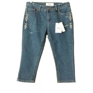 VGS | Blue Factory Distressed Embroidered Capri